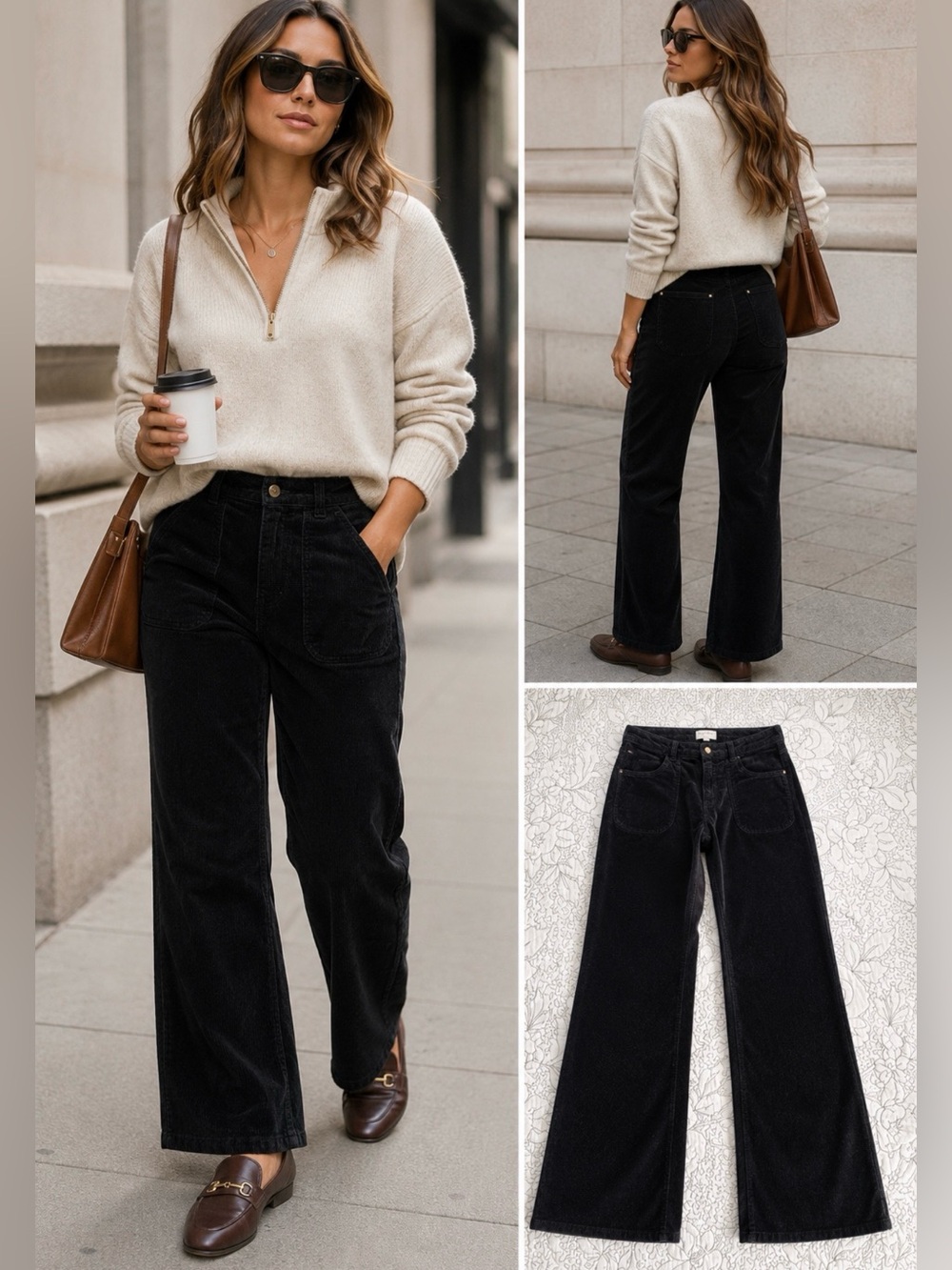 💥Pilcro The Wanderer Relaxed-Leg Corduroy Pants Black Stretch  Women’s 29💛